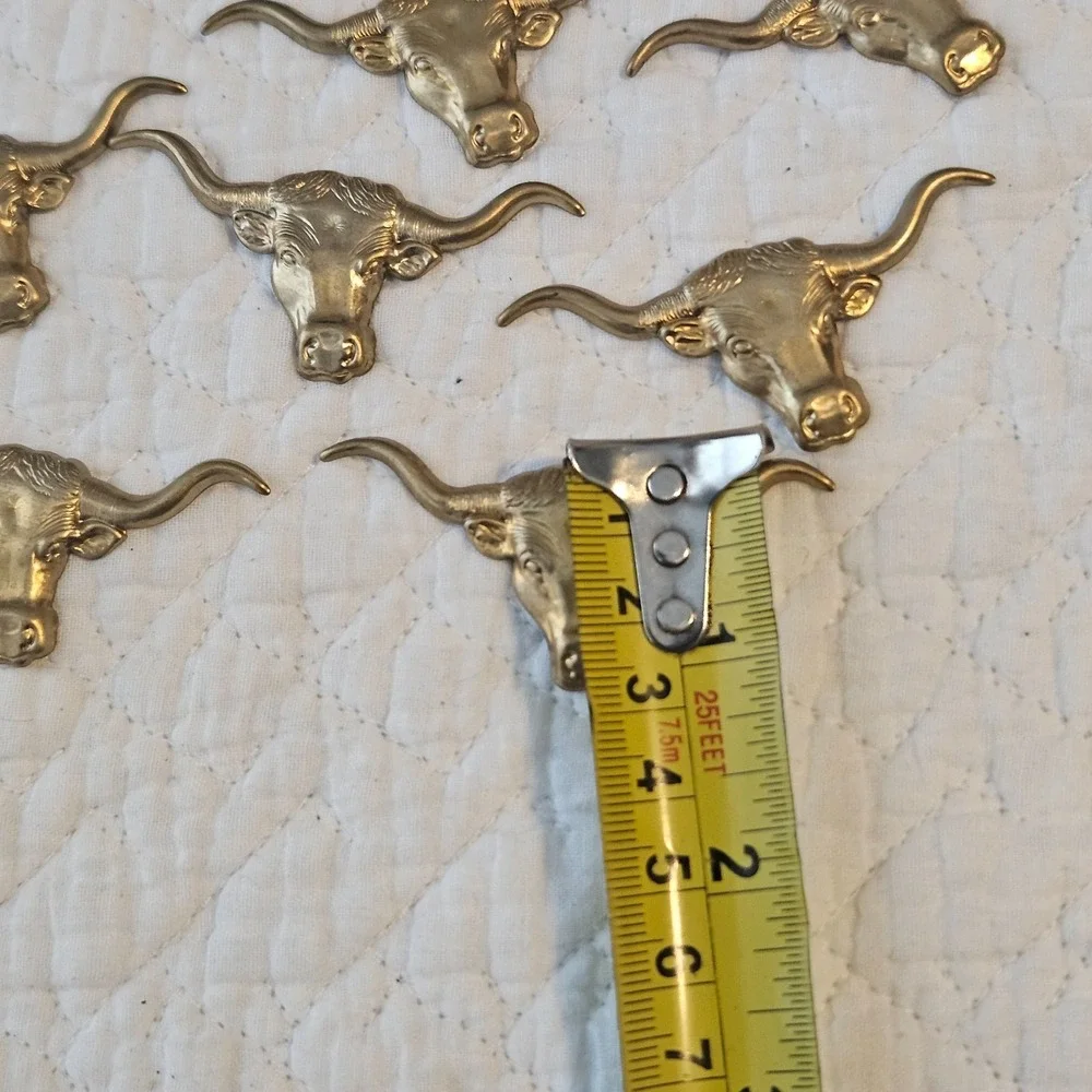 Brass‎ tone metal longhorn steer head crafting lot of 10 pcs